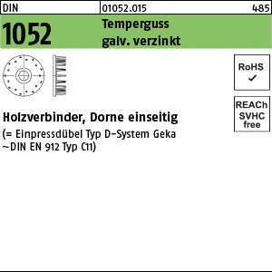 DIN 1052 Holzverbinder Temperg Typ D, galvanisch verzinkt, eins., 50 ÜH galvanisch verzinkt - Holzverbinder