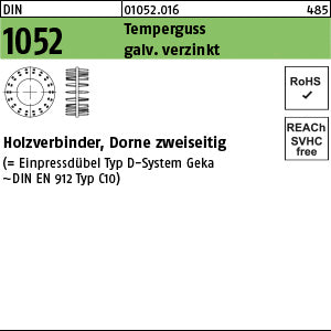 DIN 1052 Holzverbinder GT Typ D, galvanisch verzinkt, zweis., 50 ÜH galvanisch verzinkt - Holzverbinder