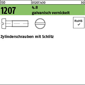 ISO 1207 4.8 galvanisch vernickelt - Zylinderschrauben