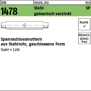 DIN 1478 Stahl ÜZ SP galvanisch verzinkt - Spannschloßmuttern