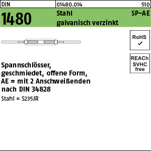 DIN 1480 Stahl SP AE galvanisch verzinkt - Spannschlösser