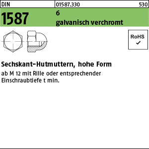 DIN 1587 6 galvanisch verchromt - Sechskant-Hutmuttern