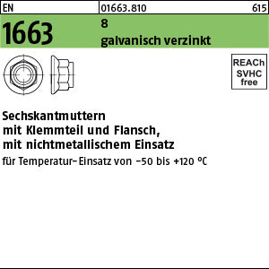 EN 1663 Kl.8 galvanisch verzinkt - Sechskantmuttern mit Flansch