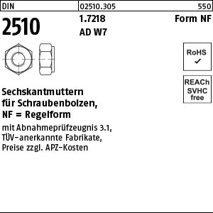DIN 2510 25CrMo4 NF alternativ 24CrMo5 - Sechskantmuttern