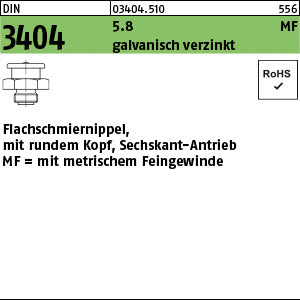 DIN 3404 5.8 SW 11 galvanisch verzinkt, mit rundem Kopf - Flachschmiernippel
