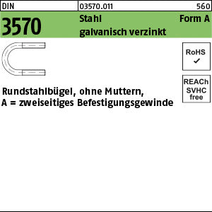 DIN 3570 Stahl A 23 / NW 15 galvanisch verzinkt - Rundstahlbügel