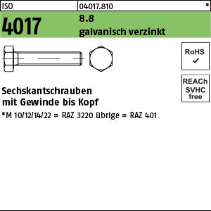 ISO 4017 DIN 933 8.8 galvanisch verzinkt - Sechskantschrauben