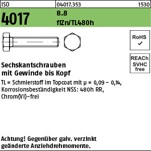 ISO 4017 8.8 Zinklamelle - Sechskantschrauben