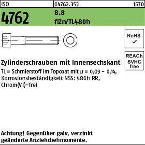 ISO 4762 8.8 Zinklamelle - Zylinderschrauben