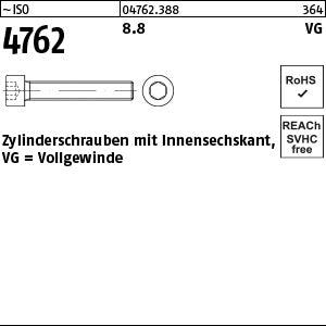 ISO 4762 8.8 mit Gewinde bis Kopf (Vollgewinde) - Zylinderschrauben