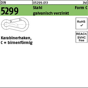 DIN 5299 Stahl FW-Kar.haken C galvanisch verzinkt - Feuerwehrkarabinerhak.
