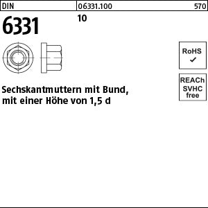DIN 6331 10 SW 10 gestempelt - Sechskantmuttern mit Bund