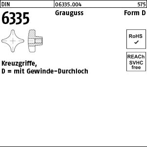 DIN 6335 Grauguß D 32 mit Gewinde-Durchloch - Kreuzgriffe