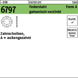 DIN 6797 Federstahl A 3, 2 galvanisch verzinkt - Zahnscheiben
