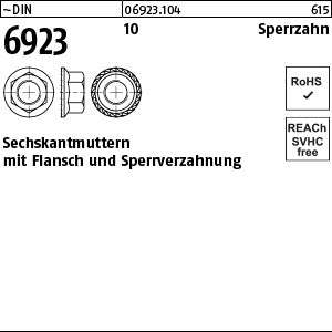 DIN 6923 10 mit Sperrverzahnung - Sechskantmuttern