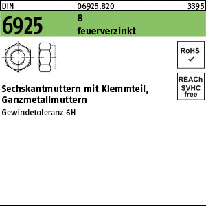 DIN 6925 8 feuerverzinkt Gewindetoleranz 6H feuerverzinkt - Sechskantmuttern
