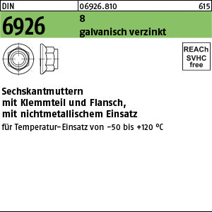 DIN 6926 8 galvanisch verzinkt - Sechskantmuttern m.Flansch