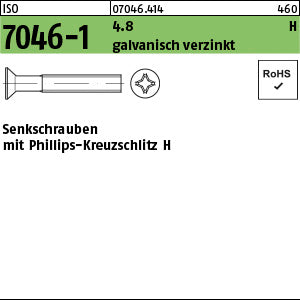 ISO 7046 -1 4.8 Phillips/Kreuzschlitz galvanisch verzinkt - Senkschrauben