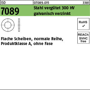 ISO 7089 Stahl 4 ( x 0, 8) 300 HV, galvanisch verzinkt - Scheiben