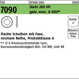 ISO 7090 Stahl 5 ( x 1 ) 200 HV, galvanisch verzinkt DiSP gal Zink-Dispersion - Scheiben