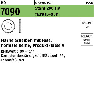 ISO 7090 Stahl 6 ( x 1, 6) 200 HV, Zinklamelle - Scheiben