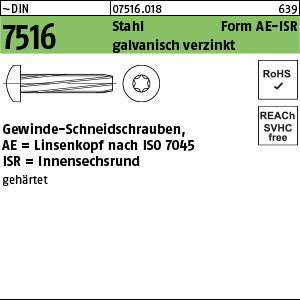 DIN 7516 Stahl AE Torx galvanisch verzinkt - Gew-Schneidschrauben