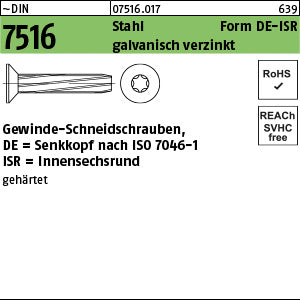 DIN 7516 Stahl DE Torx galvanisch verzinkt - Gewinde-Schneidschrauben