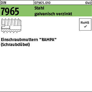 DIN 7965 Stahl galvanisch verzinkt, Außendurchmesser 6 mm - Einschraubmuttern