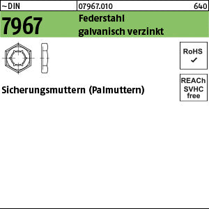 DIN 7967 Federstahl galvanisch verzinkt - Sicherungsmuttern
