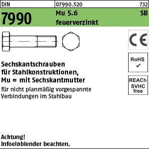 DIN 7990 Mutter 5.6 / CE U feuerverzinkt - Sechskantschrauben