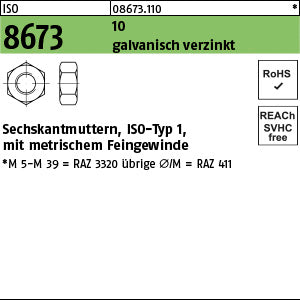 ISO 8673 10 galvanisch verzinkt - Sechskantmuttern