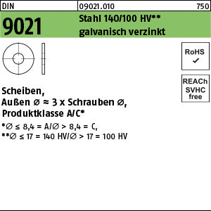 DIN 9021 Stahl galvanisch verzinkt - Scheiben