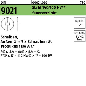 DIN 9021 Stahl feuerverzinkt - Scheiben