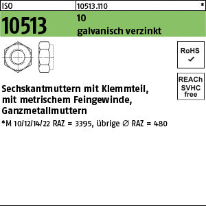 ISO 10513 10 galvanisch verzinkt - Sechskantmuttern