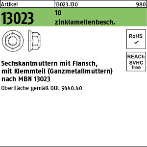 Sechskt.flanschmu. 10 Zinklamelle - Sechskantflanschmu.