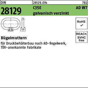 DIN 28129 C35E galvanisch verzinkt, AD-W7/1 - Bügelmuttern