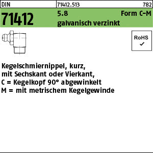 DIN 71412 5.8 CM SW 9 galvanisch verzinkt - Kegelschmiernippel