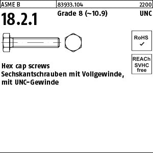 Hex cap screws Grade 8 1/4 - 20 UNC x 1/2 (13 mm) (Vollgewinde) - Hex cap screws