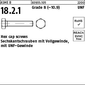 Hex cap screws Grade 8 1/4 - 28 UNF x 1/2 (13 mm) (Vollgewinde) - Hex cap screws