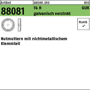 Nutmu. 14 H GUK 1/M galvanisch verzinkt, mit Klemmteil - Nutmuttern