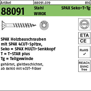 SPAX Stahl Torx Oberfläche WIROX galvanisch verzinkt (Senkkopf-Torx)