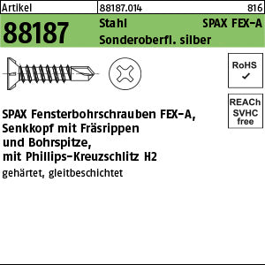 SPAX FEX-A Stahl Phillips/Kreuzschlitz Sonderoberfläche silber galvanisch verzinkt
