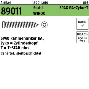 SPAX-RA Stahl Torx WIROX, Zylinderkopf galvanisch verzinkt