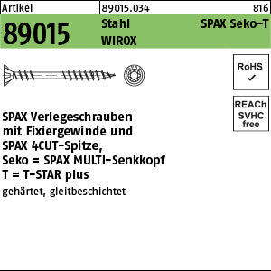SPAX Senkkopf Stahl gehärtet Torx WIROX galvanisch verzinkt (Senkkopf-Torx)