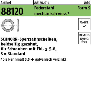 SCHNORR - Scheiben Federstahl S 2, 5 mechanisch verzinkt mech Zn - SCHNORR-Sperrzahnsch.