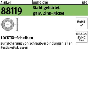 LOCKTIX-Scheiben Stahl gehärtet 8 gal. Zink-Nickel Cr(VI)-frei gal Zink-Nickel - LOCKTIX-Scheiben