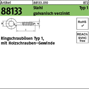 Ringschraubösen Stahl Typ 1 galvanisch verzinkt - Ringschraubösen Typ 1