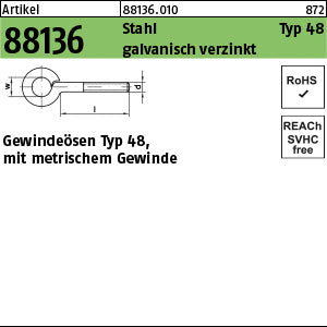 Gewindeösen Stahl Typ 48 galvanisch verzinkt - Gewindeösen Typ 48