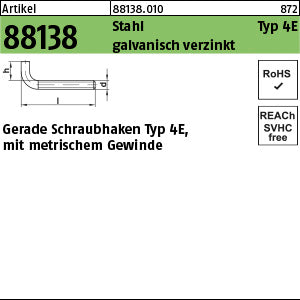 Ger. Schraubhaken Artikel 4E Stahl galvanisch verzinkt - Ger. Schraubhaken