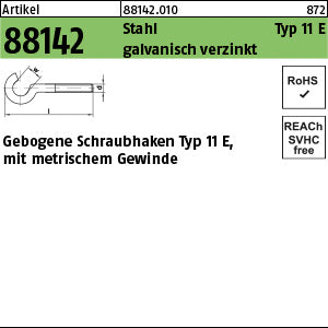 geb. Schraubenhaken Stahl Typ 11E galvanisch verzinkt - Gebogene Schraubhaken
